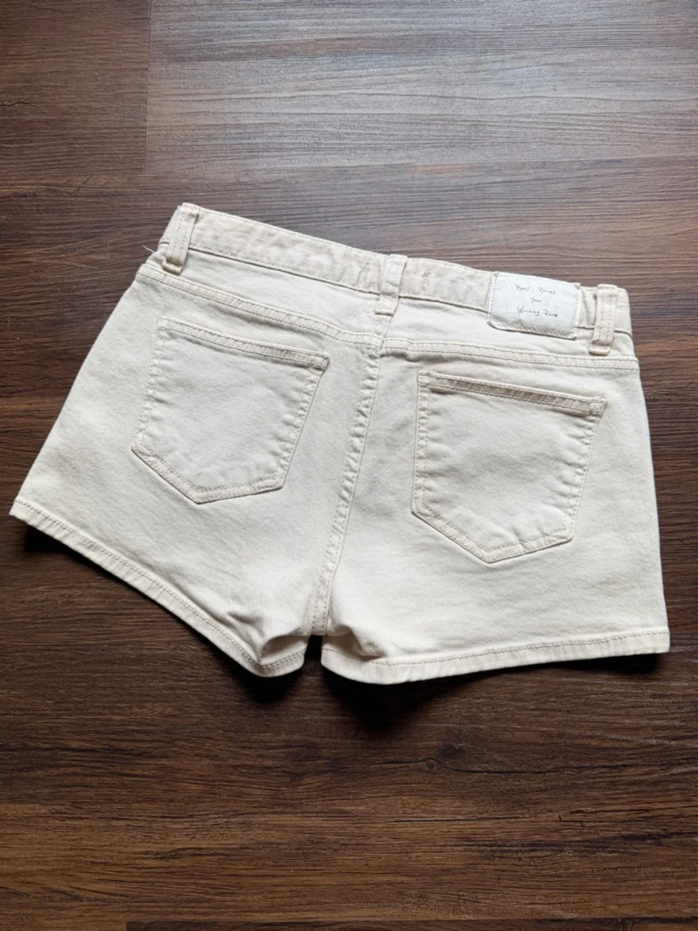 Washing Room 100% Cotton Cream Denim Jean Shorts - Low Rise Summer Staple